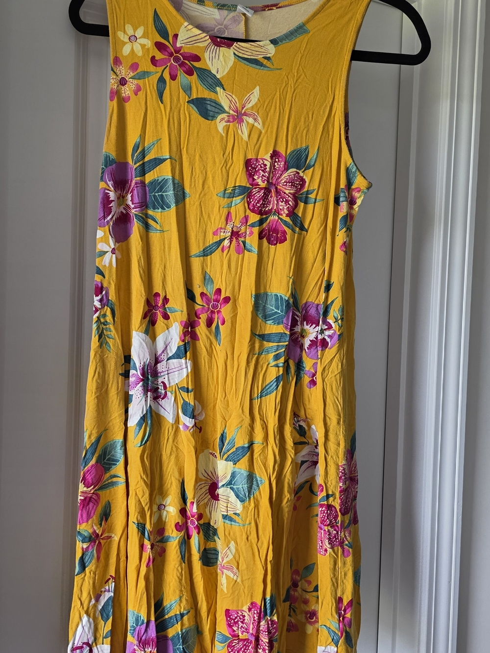 Old Navy Yellow Floral Sleeveless Maxi Dress Size Medium